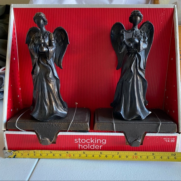 Angel Christmas Stocking Holder Set of Two (2) Bronze Color - Picture 12 of 13